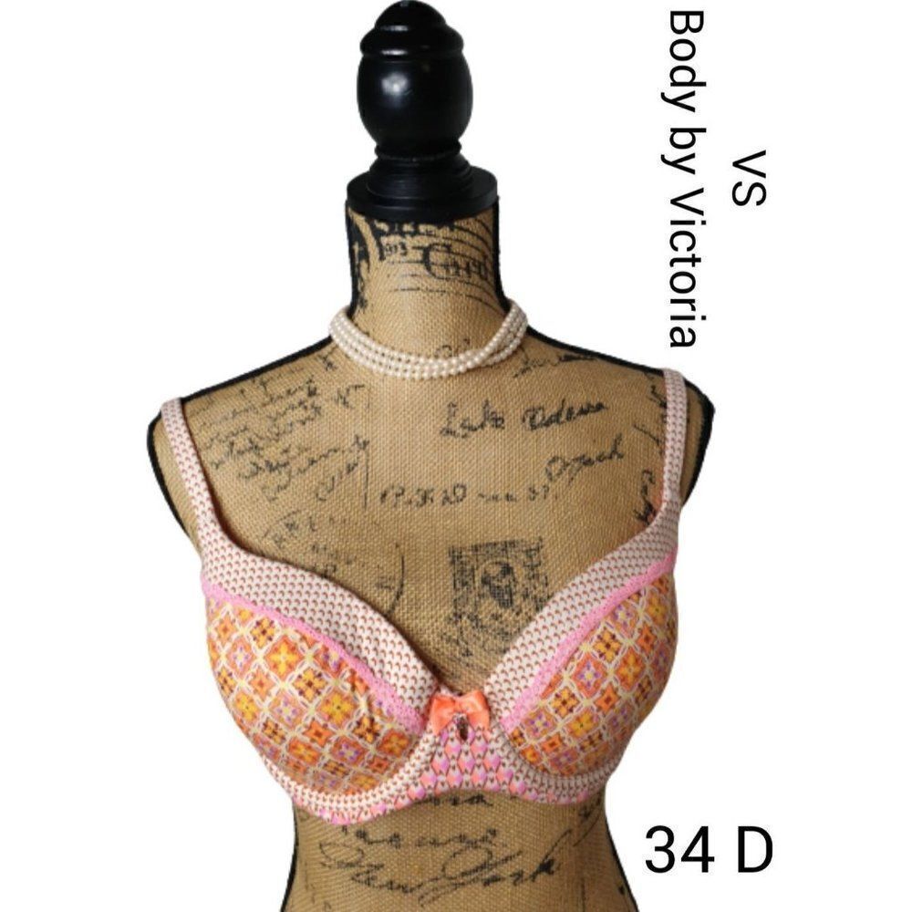 Victoria's Secret Bra 34D Perfect Shape Body by Victoria Demi Pink Lace 34D